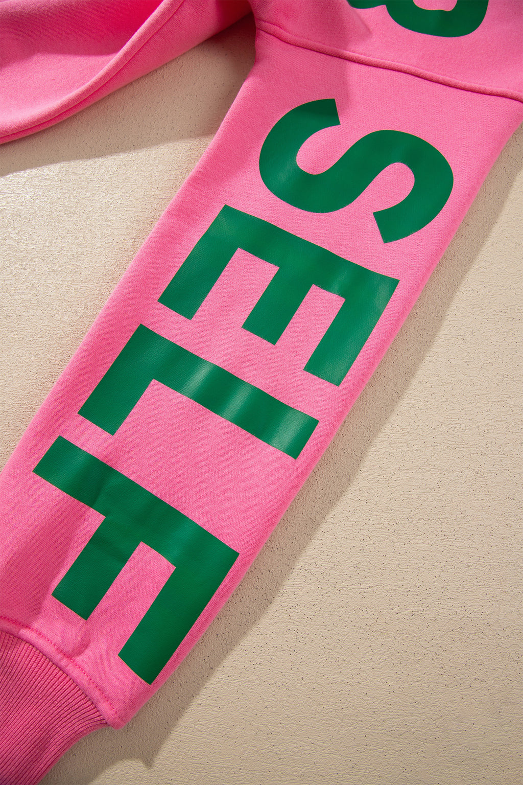 Sachet Pink Slogan Print Round Neck Long Sleeve Sweatshirt