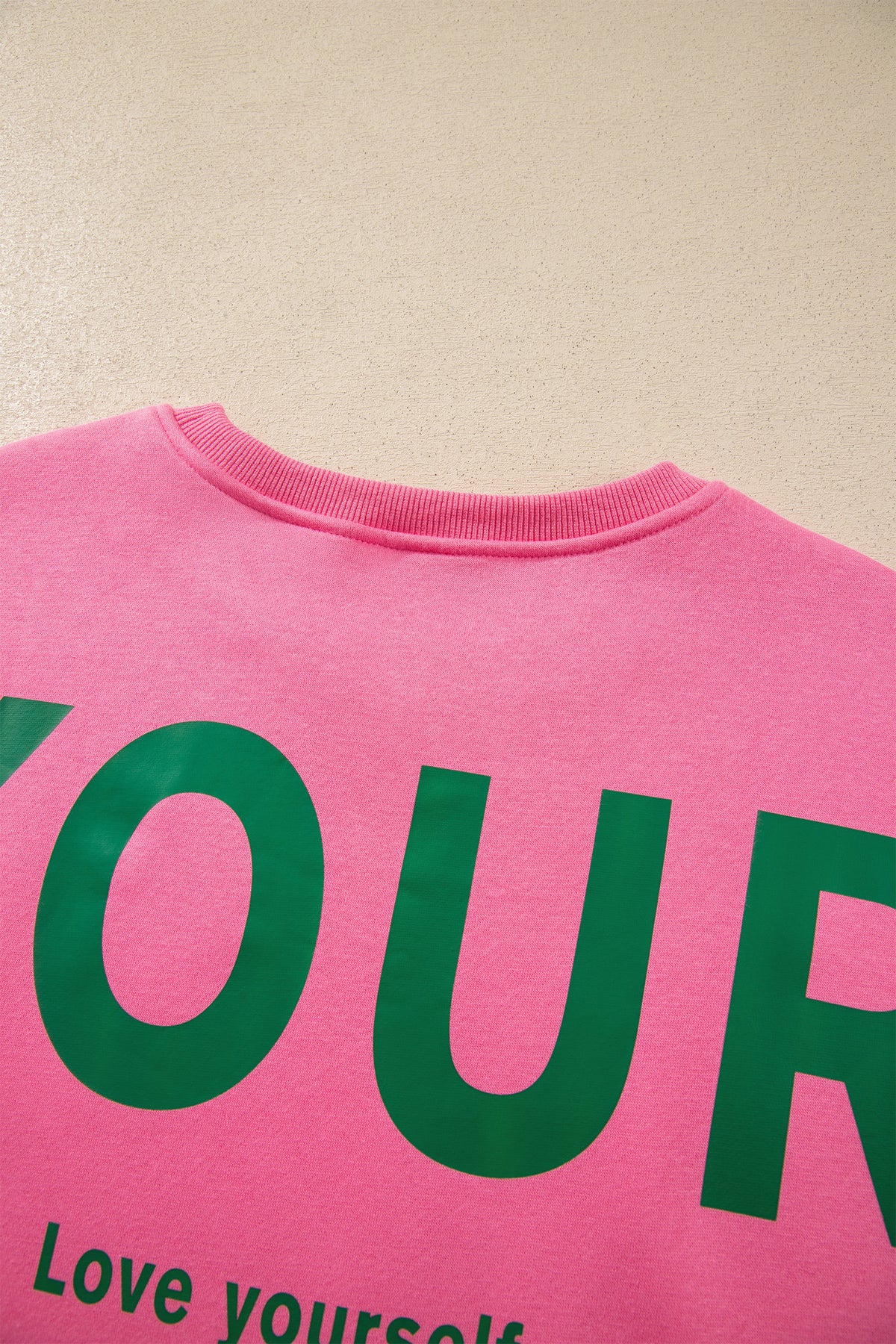 Sachet Pink Slogan Print Round Neck Long Sleeve Sweatshirt